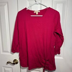 Michael Kors Fuchsia Long Sleeve Top with Side Tie